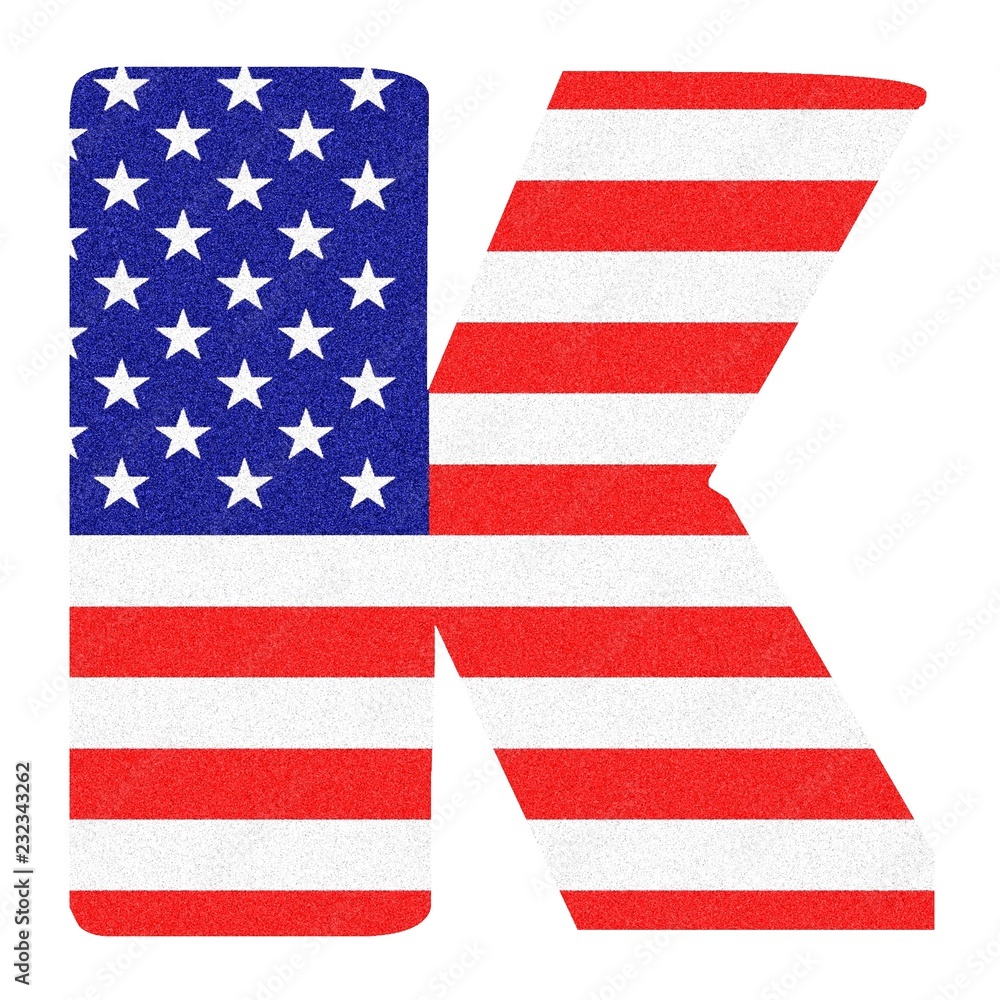 Fototapeta premium Letter of the Alphabet on United States of America Flag style with Black marbled Glitter