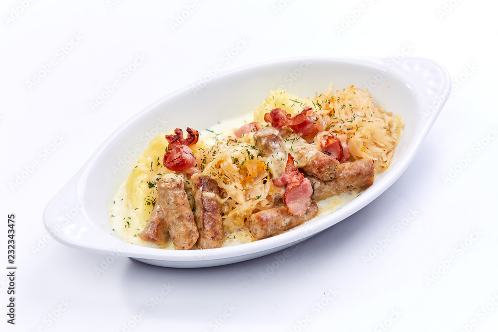 sausage with mashed potato