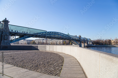 View of the Pushkinsky (Andreevsky) Bridge and the Moskva River. Moscow, Russia photo