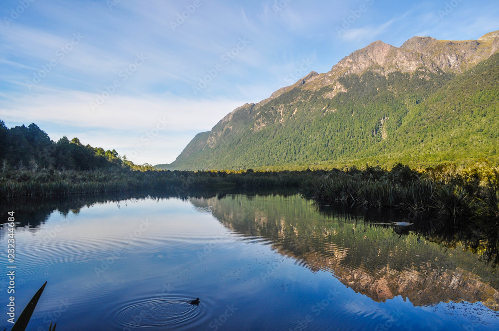 mountain reflection in lake 