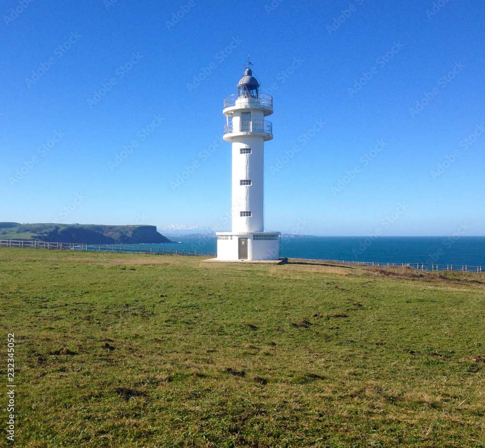 Lighthouse Faro de cabo Ajo, Bareyo, Cantabria, Northern Spain. Lighthouse Faro de cabo Ajo, Bareyo, Cantabria, Northern Spain.