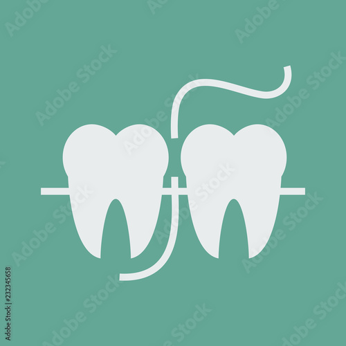 Silhouette icon dental floss and teeth