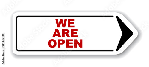 red vector banner we are open