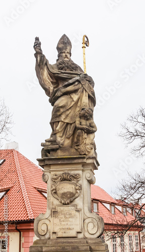 Statue of St. Augustine, Charles Bridge, Prague, Central Bohemia, Czech Republic.