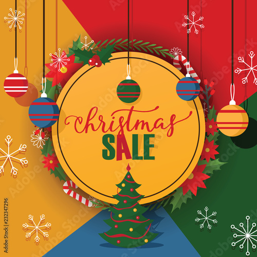 Christmas Sale vector merry xmas discount for winter shopping and new year of...