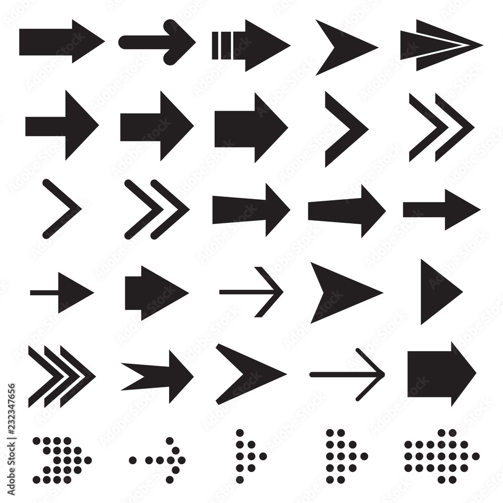 Set of black arrow icon for design Set of black arrow icon for design