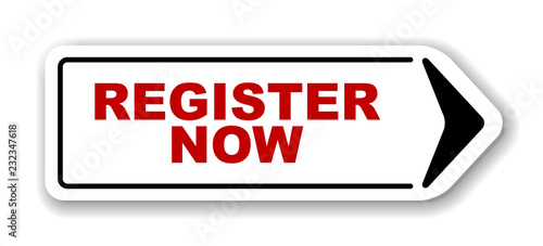 red vector banner register now