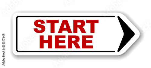 red vector banner start here
