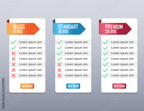 Price list, hosting plans and web boxes banners design