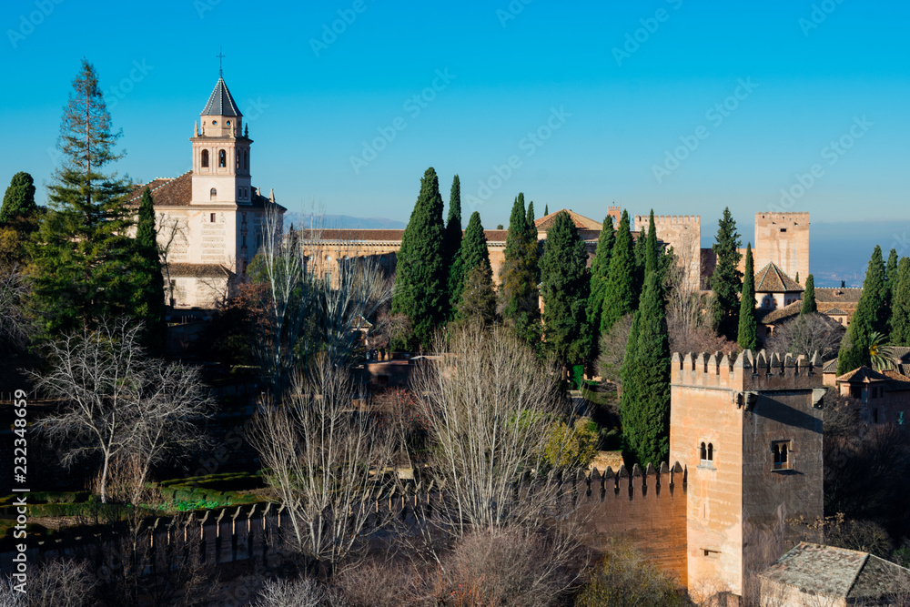 View of the Alhambra from Generalife Gardens. Granada, Spain