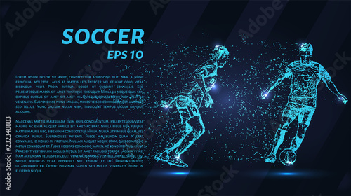 Football of blue glowing dots. Football vector illustration.