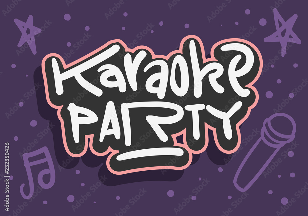 Karaoke Party  Hand Drawn Lettering for Poster Ad Flyer or sticker Vector Image