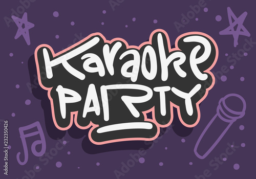 Karaoke Party Hand Drawn Lettering for Poster Ad Flyer or sticker Vector Image