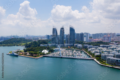 Aerial view of Singapore buildings