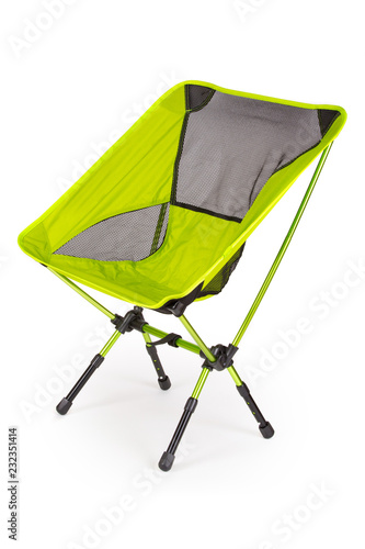 Folding camping chair on white background