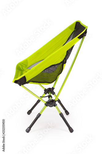 Folding camping chair on white background