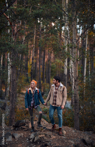 Couple of tourists on nature © Vasyl