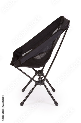 Folding camping chair on white background