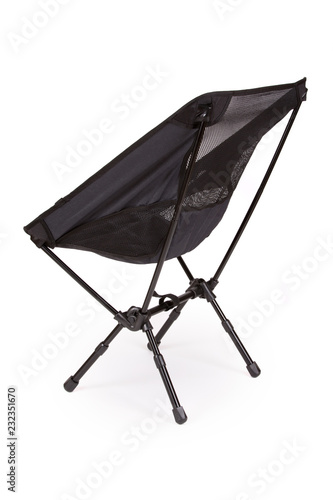 Folding camping chair on white background