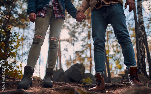 Couple of tourists on nature