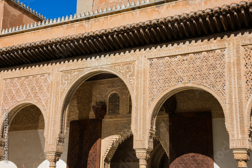 Arabesque architecture arches. Alhambra of Granada. Spain