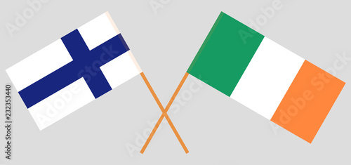 Finland and Ireland. The Finnish and Irish flags. Official colors. Correct proportion. Vector