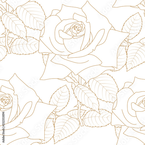 Golden seamless floral pattern  ornament  backround. Vector.