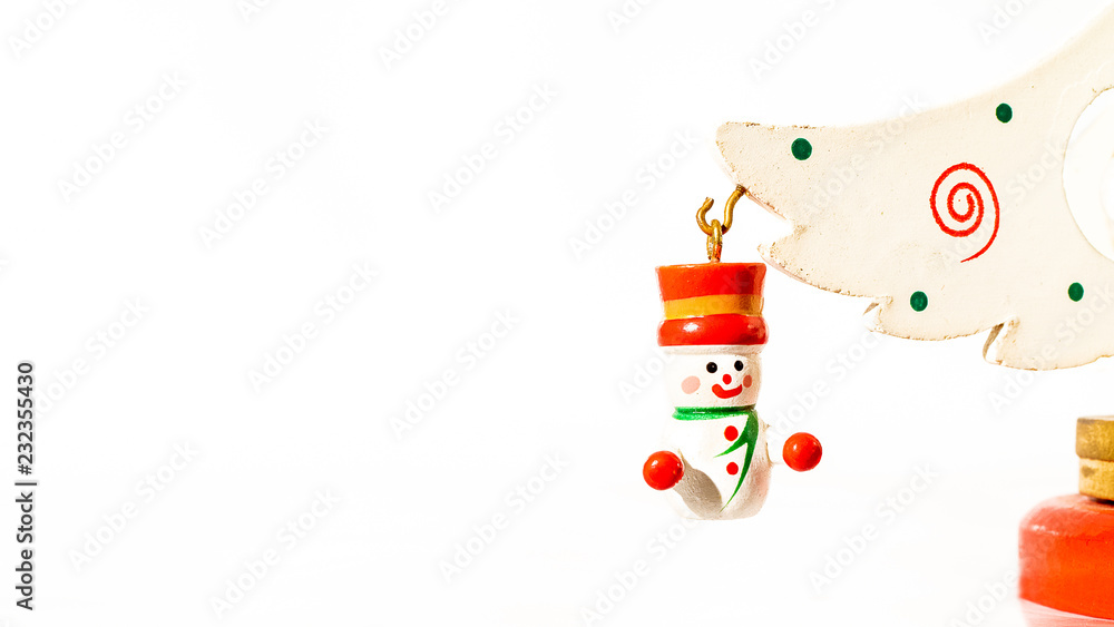 Fototapeta premium Christmas ticket decorated with toy