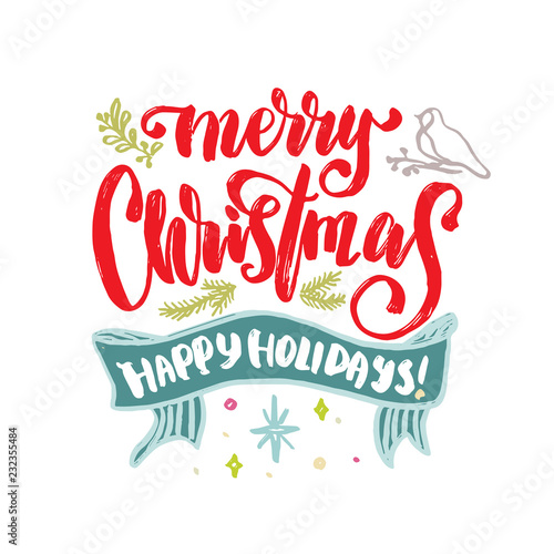 christmas postcard background with lettering  merry christmas 