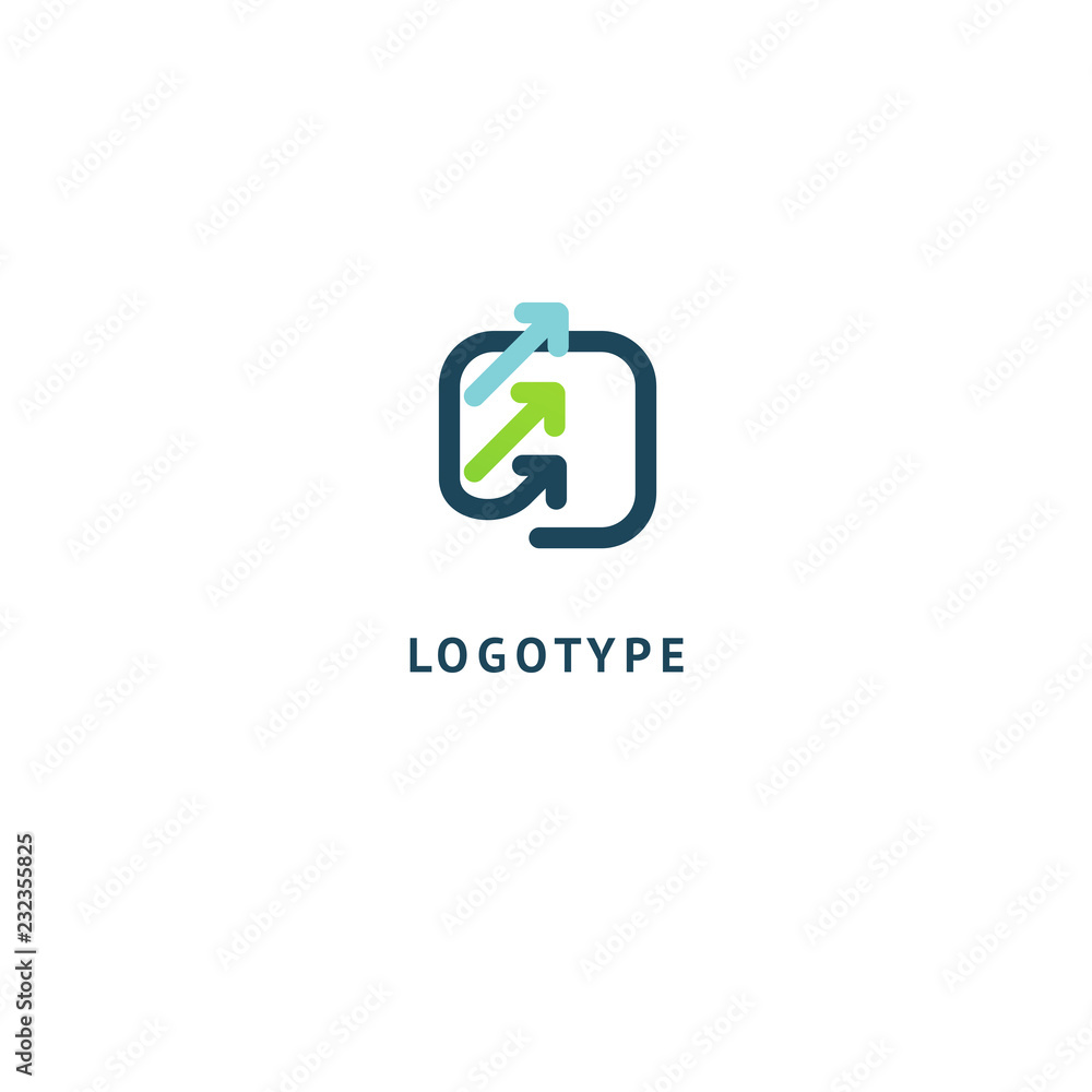 Arrow icon. Vector flat style illustration Abstract business logo template. Logo concept of Internet communications, marketing, Public Relations, technology, express delivery Arrow icon. Vector flat style illustration Abstract business logo template. Logo concept of Internet communications, marketing, Public Relations, technology, express delivery