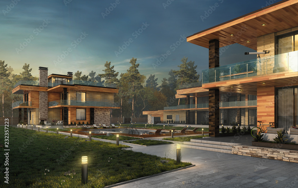 rendering of modern house project design construction 
