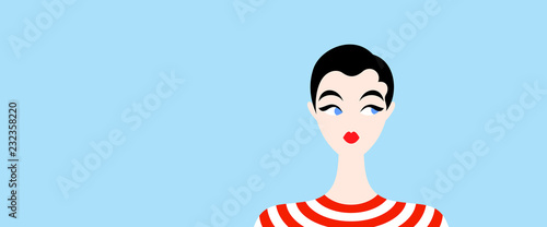 Woman with black short hair