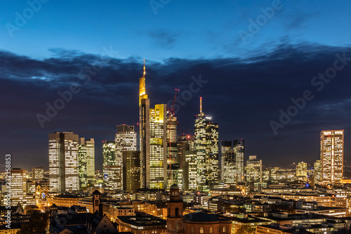 scenic view to frankfurt skyline with skyscraper © travelview