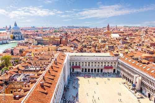 Fototapeta Naklejka Na Ścianę i Meble -  Piazza San Marco and Venice sights, view from the Campanile