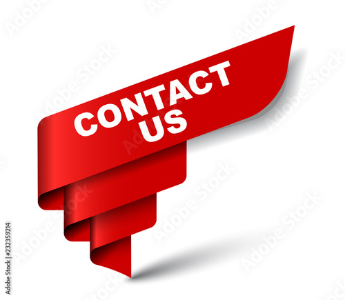 red vector banner contact us