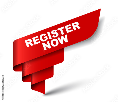 red vector banner register now
