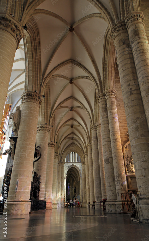 Interior of St. Michael Cathedral in Brussels