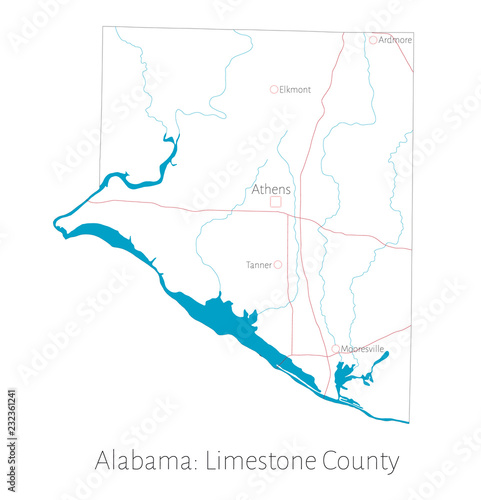 Detailed map of Limestone county in Alabama, USA