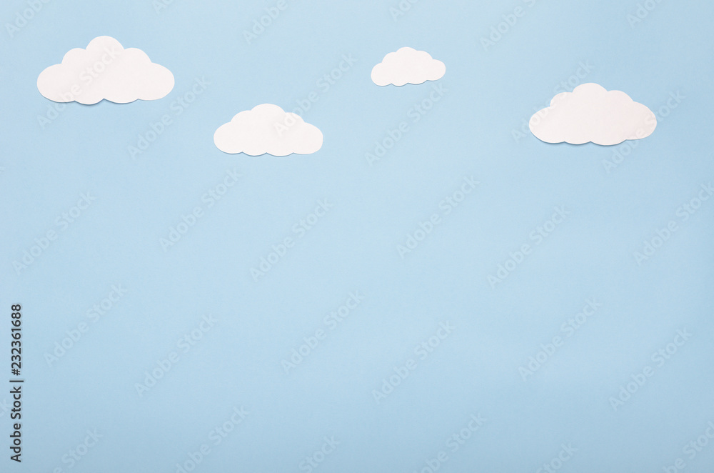 custom made wallpaper toronto digitalWhite paper clouds on a blue background. Application, the sky.