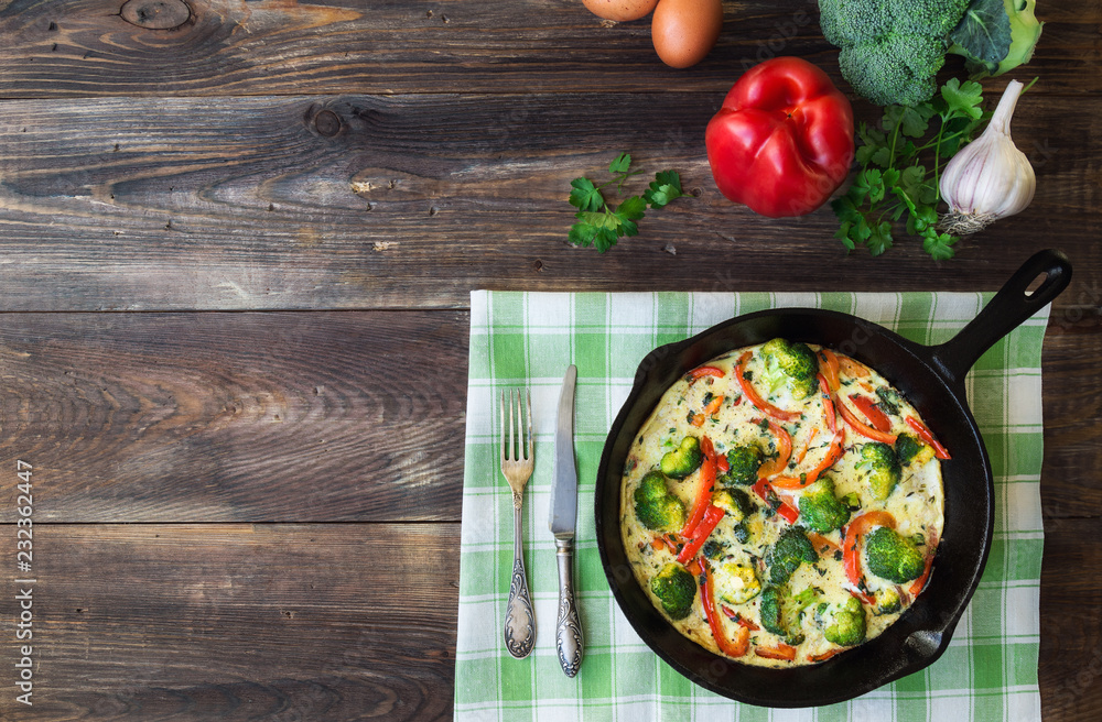 Frittata with broccoli and red pepper Frittata with broccoli and red pepper