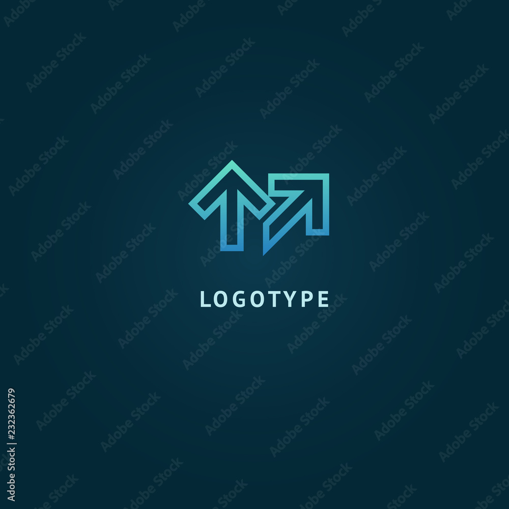 Arrow icon. Vector flat style illustration Abstract business logo template. Logo concept of Internet communications, marketing, Public Relations, technology, express delivery Arrow icon. Vector flat style illustration Abstract business logo template. Logo concept of Internet communications, marketing, Public Relations, technology, express delivery