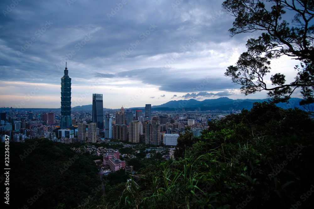View of Taipei 101 of Taipei from Elephant Mountain