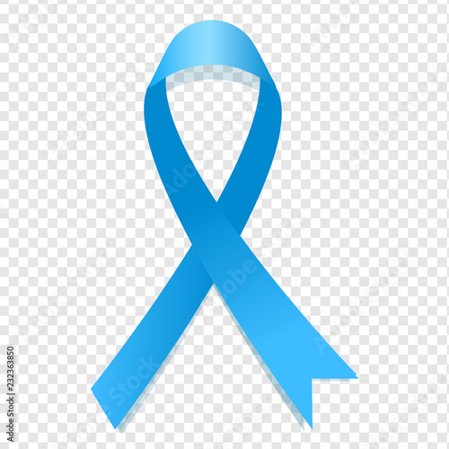 Blue awareness ribbon on white background. Disease symbol.