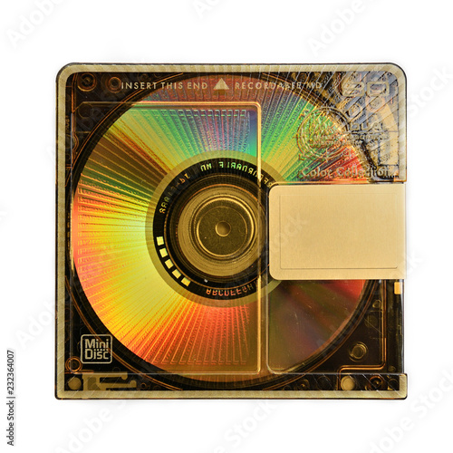 Mini Disc for recording and listening to sound on an isolated background.