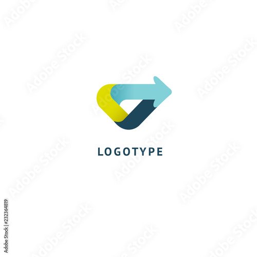 Arrow icon. Vector flat style illustration Abstract business logo template. Logo concept of Internet communications, marketing, Public Relations, technology, express delivery