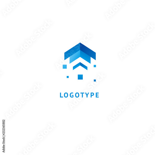 Arrow icon. Vector flat style illustration Abstract business logo template. Logo concept of Internet communications, marketing, Public Relations, technology, express delivery