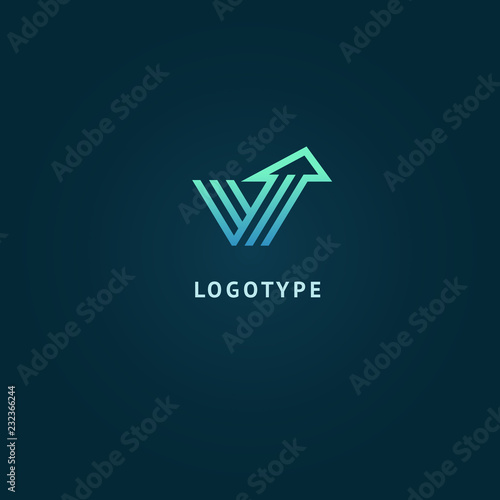Arrow icon. Vector flat style illustration Abstract business logo template. Logo concept of Internet communications, marketing, Public Relations, technology, express delivery
