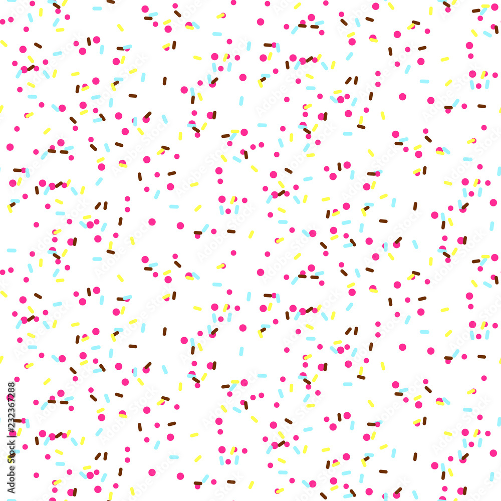 Celebration confetti seamless vector pattern. Festive dotted background.