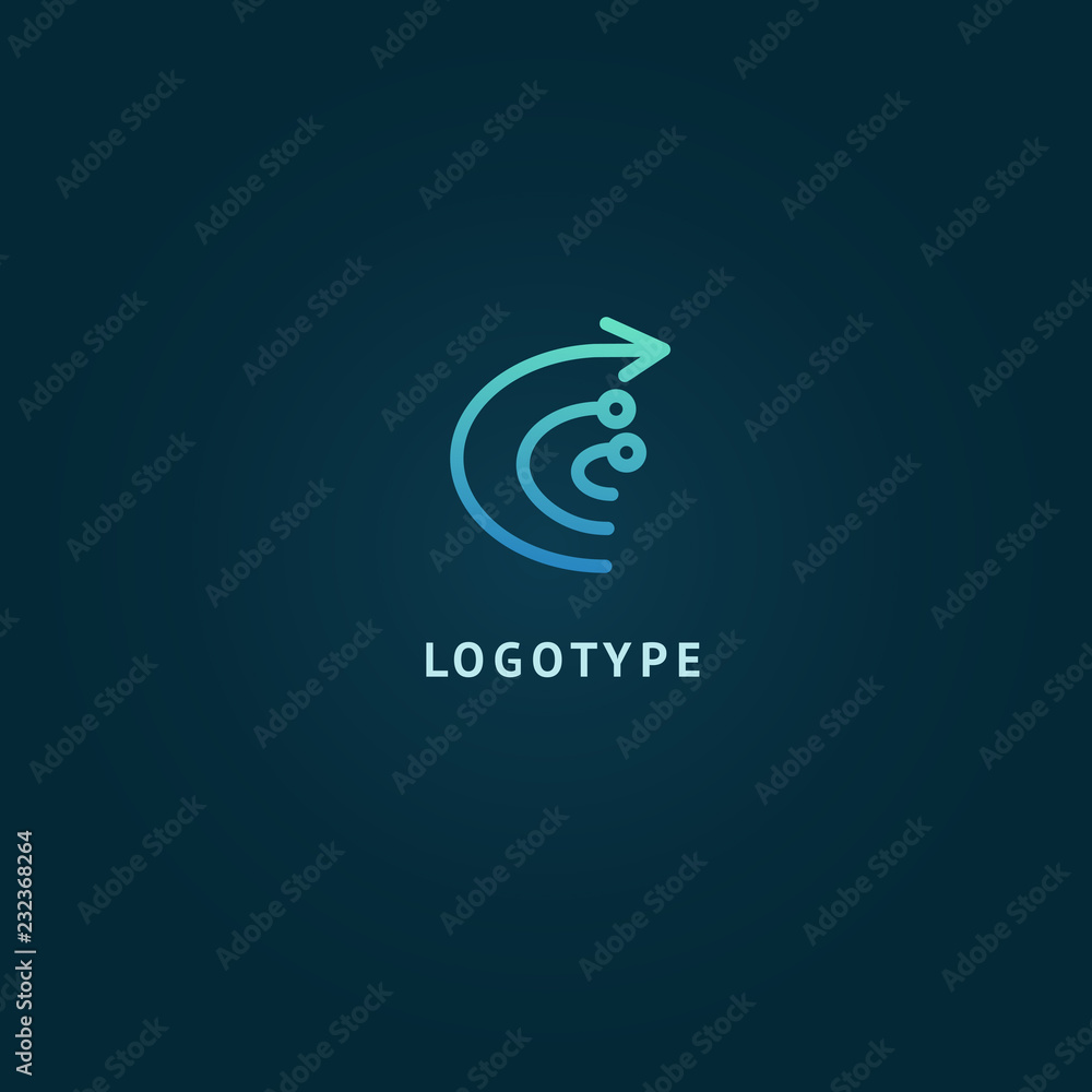 Arrow icon. Vector flat style illustration Abstract business logo template. Logo concept of Internet communications, marketing, Public Relations, technology, express delivery Arrow icon. Vector flat style illustration Abstract business logo template. Logo concept of Internet communications, marketing, Public Relations, technology, express delivery