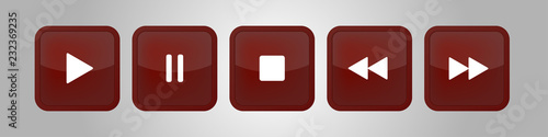 brown, white square music control buttons set